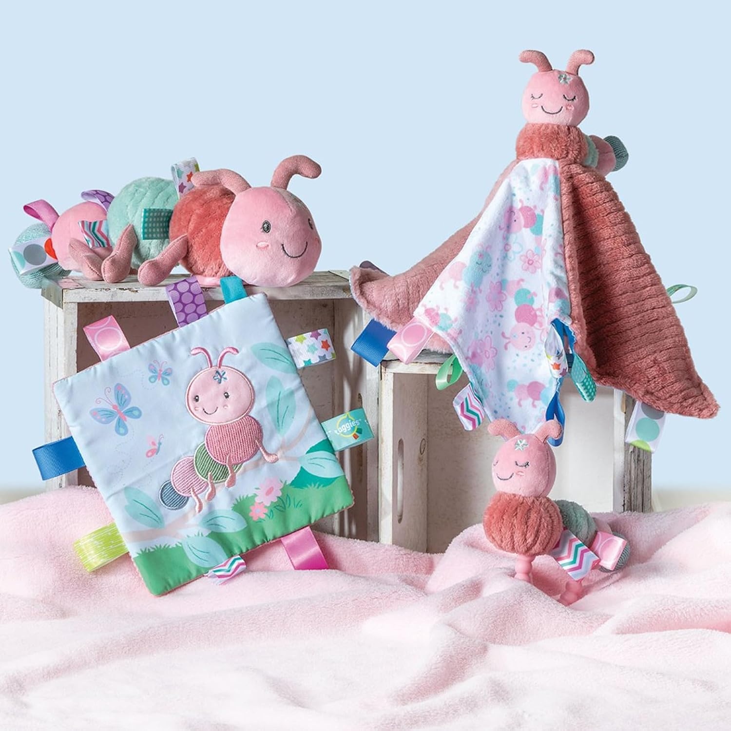 image:imageSoft Baby Rattle with Soothing Teether Ring and Sensory Tags 6Inches Drax DragonCamilla Caterpillar