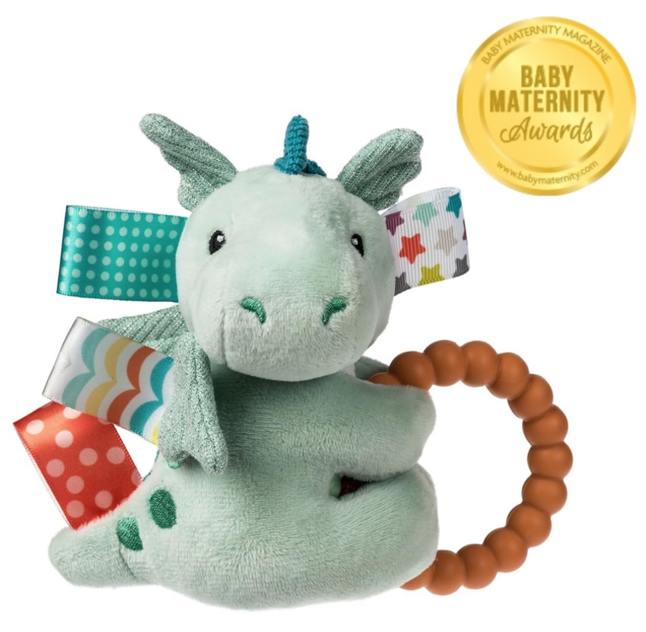 image:imageSoft Baby Rattle with Soothing Teether Ring and Sensory Tags 6Inches Drax DragonDrax Dragon