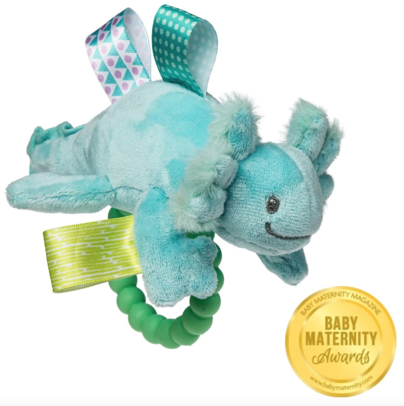 image:imageSoft Baby Rattle with Soothing Teether Ring and Sensory Tags 6Inches Drax DragonFizzy Aqua Axolotl