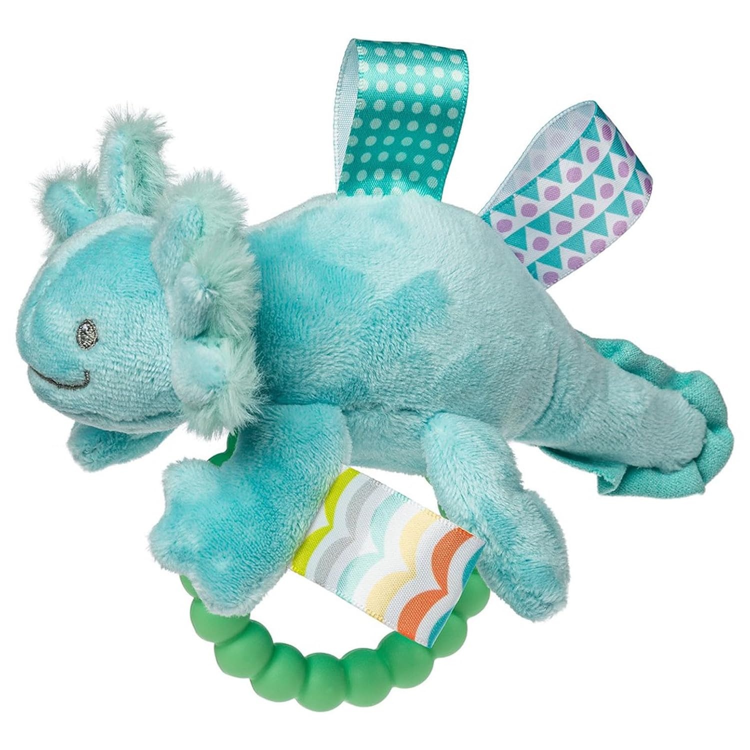 image:imageSoft Baby Rattle with Soothing Teether Ring and Sensory Tags 6Inches Drax DragonFizzy Aqua Axolotl