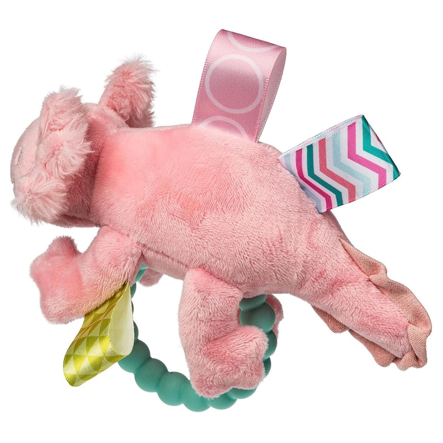 image:imageSoft Baby Rattle with Soothing Teether Ring and Sensory Tags 6Inches Drax DragonLizzy Pink Axolotl