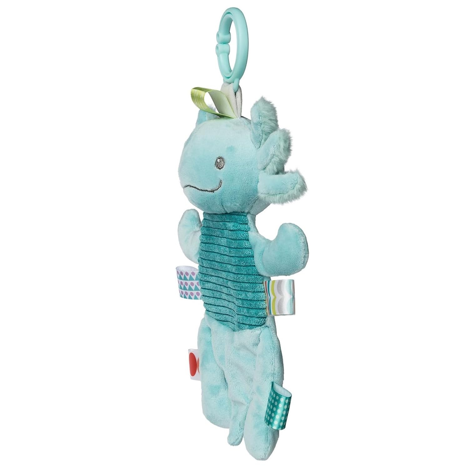 image:imageTaggies Baby Rattle with Crinkle Paper Activity Toy with Sensory Tags 9Inches Aqua Axolotl