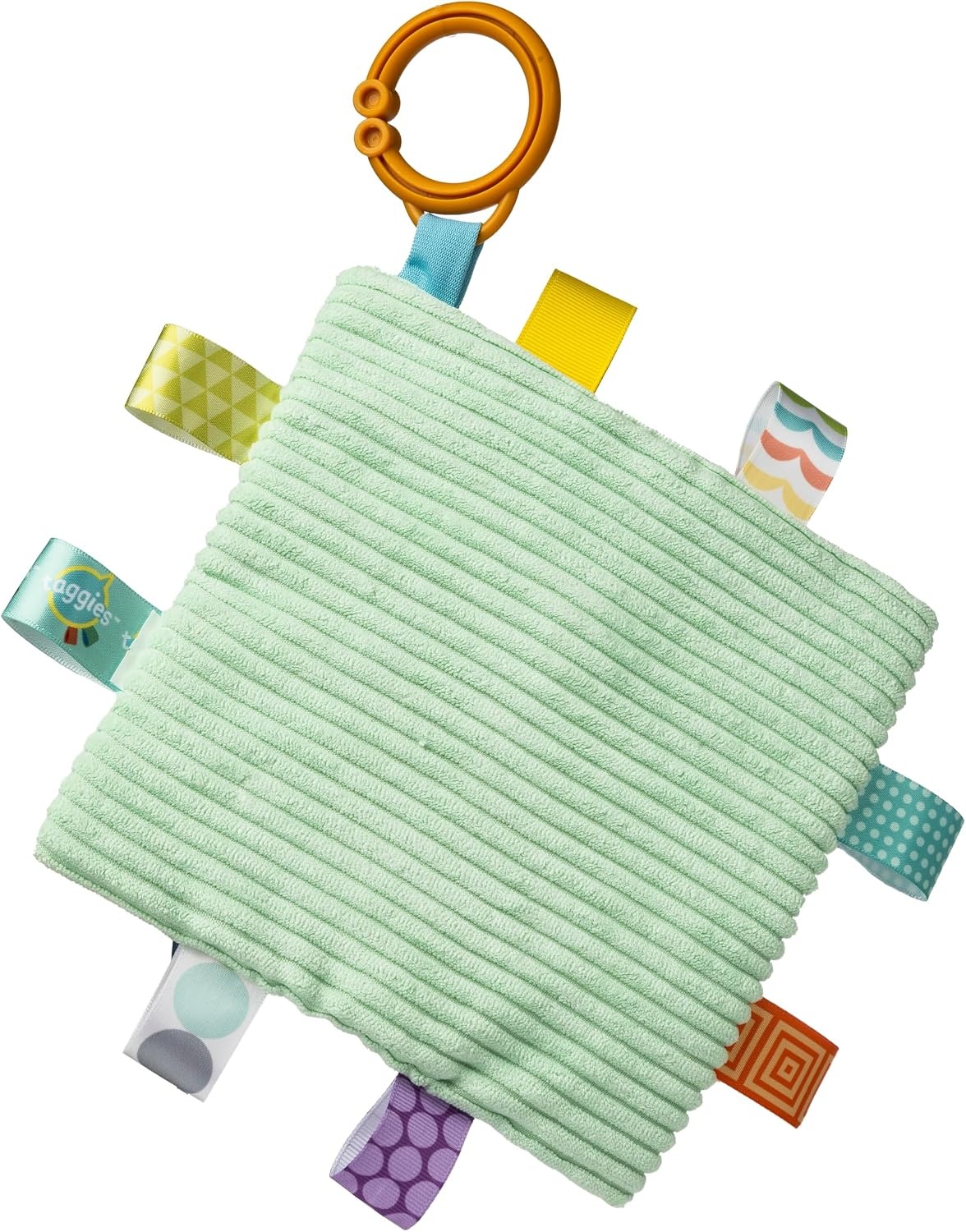 image:imageTaggies Crinkle Me Activity Toy with Baby Paper amp Squeaker and Sensory Tags 6 x 6inches Green Peepers FrogYellow Dunkin Duck