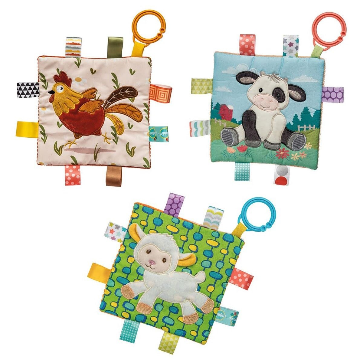 image:imageTaggies Crinkle Me Toy with Baby Paper amp Squeaker with Sensory Tags 6 x 6inches Buttercup Cow