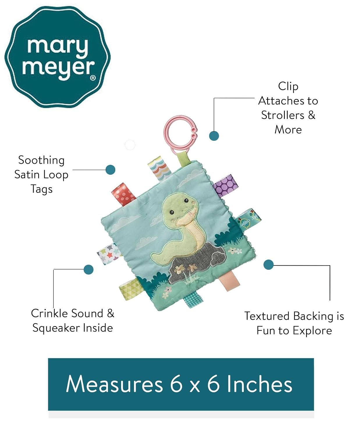 image:imageTaggies Crinkle Me Toy with Baby Paper amp Squeaker with Sensory Tags 6 x 6inches Sniggles Snake