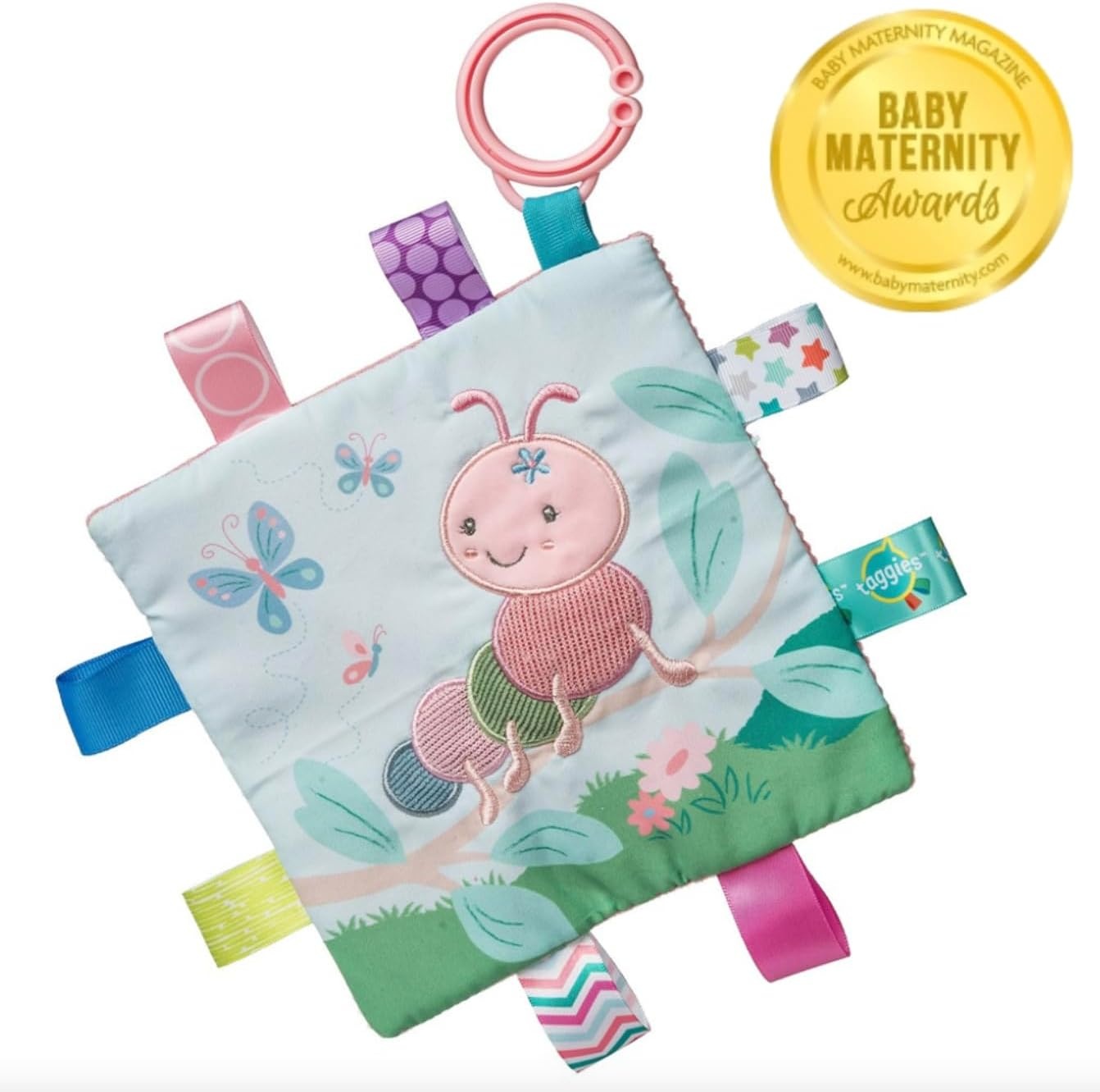 image:imageTaggies Crinkle Me Toy with Baby Paper amp Squeaker with Sensory Tags 65 x 65inches Camilla Caterpillar