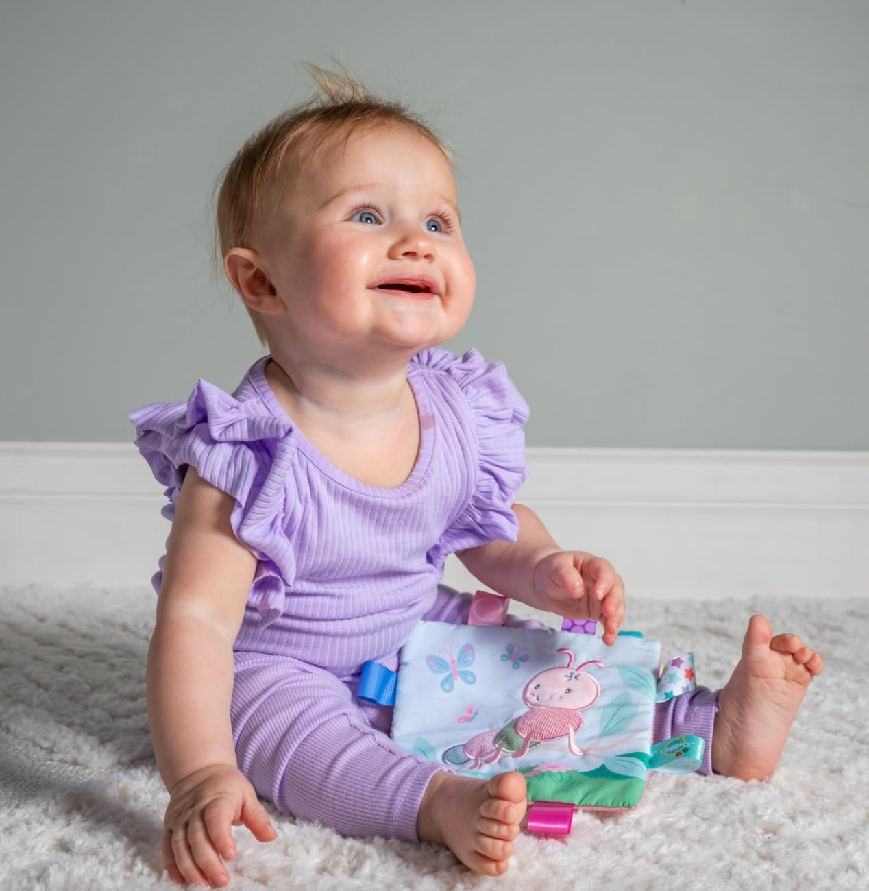 image:imageTaggies Crinkle Me Toy with Baby Paper amp Squeaker with Sensory Tags 65 x 65inches Camilla Caterpillar