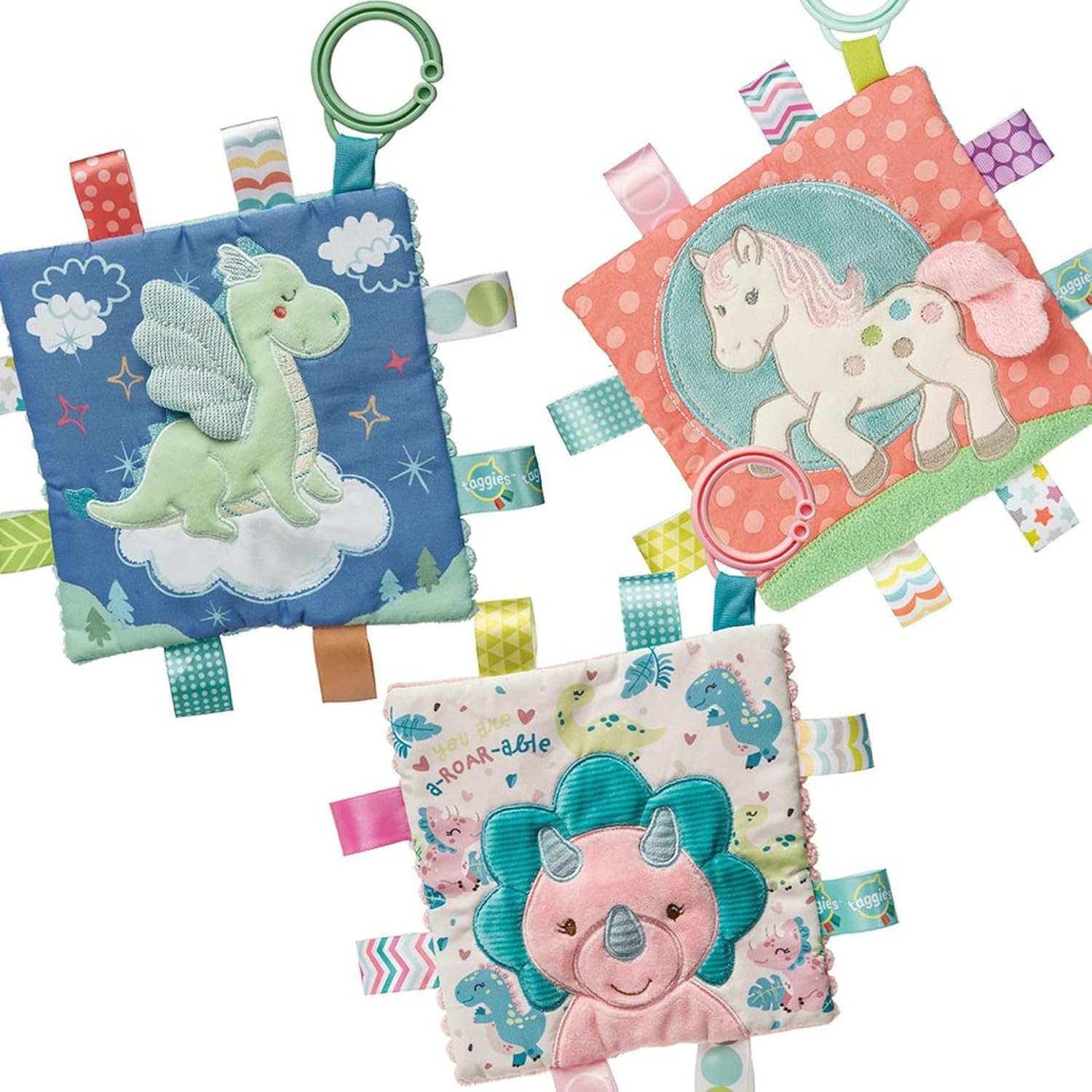 image:imageTaggies Crinkle Me Toy with Baby Paper amp Squeaker with Sensory Tags 65 x 65inches Drax Dragon