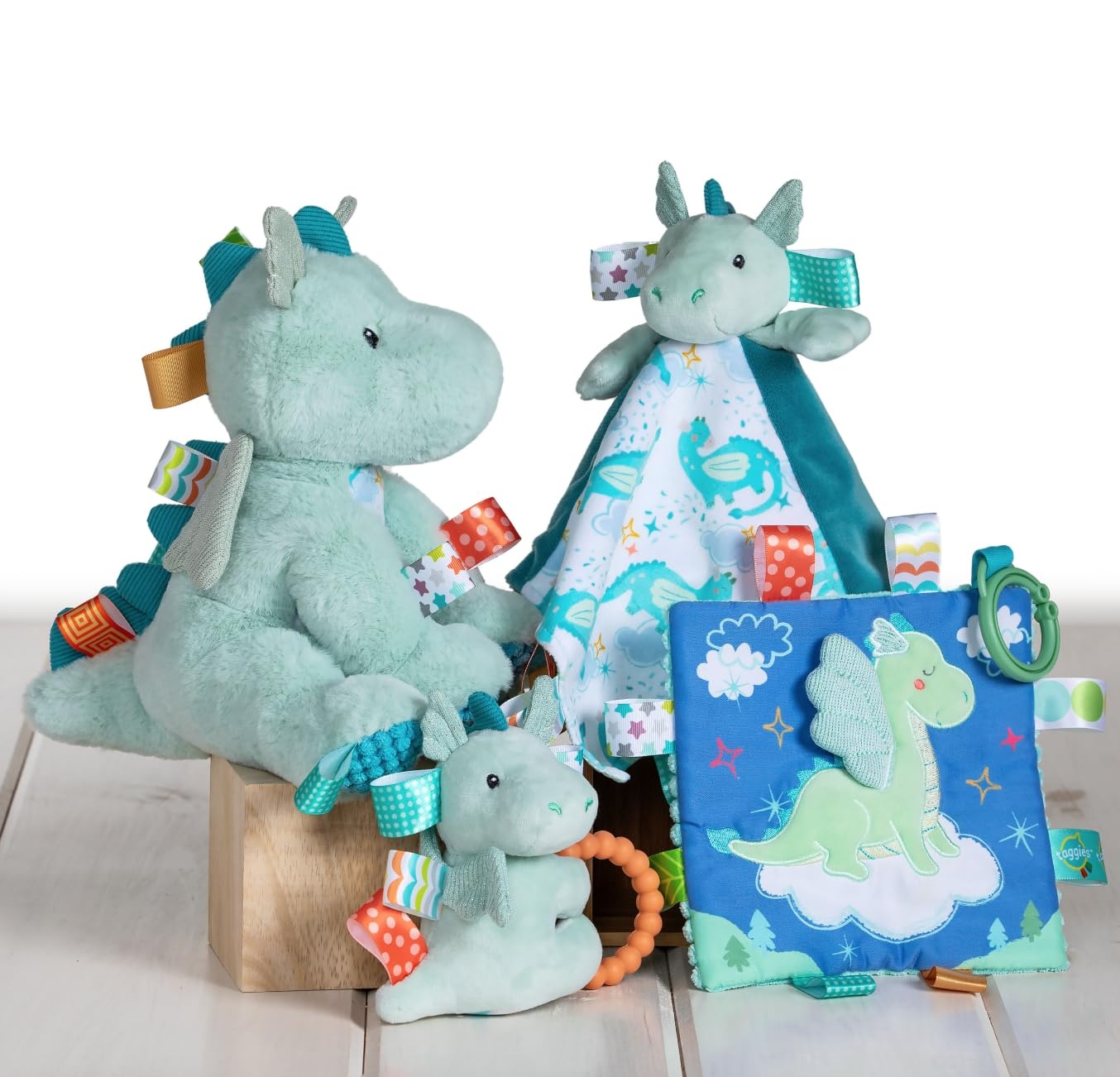image:imageTaggies Crinkle Me Toy with Baby Paper amp Squeaker with Sensory Tags 65 x 65inches Drax Dragon