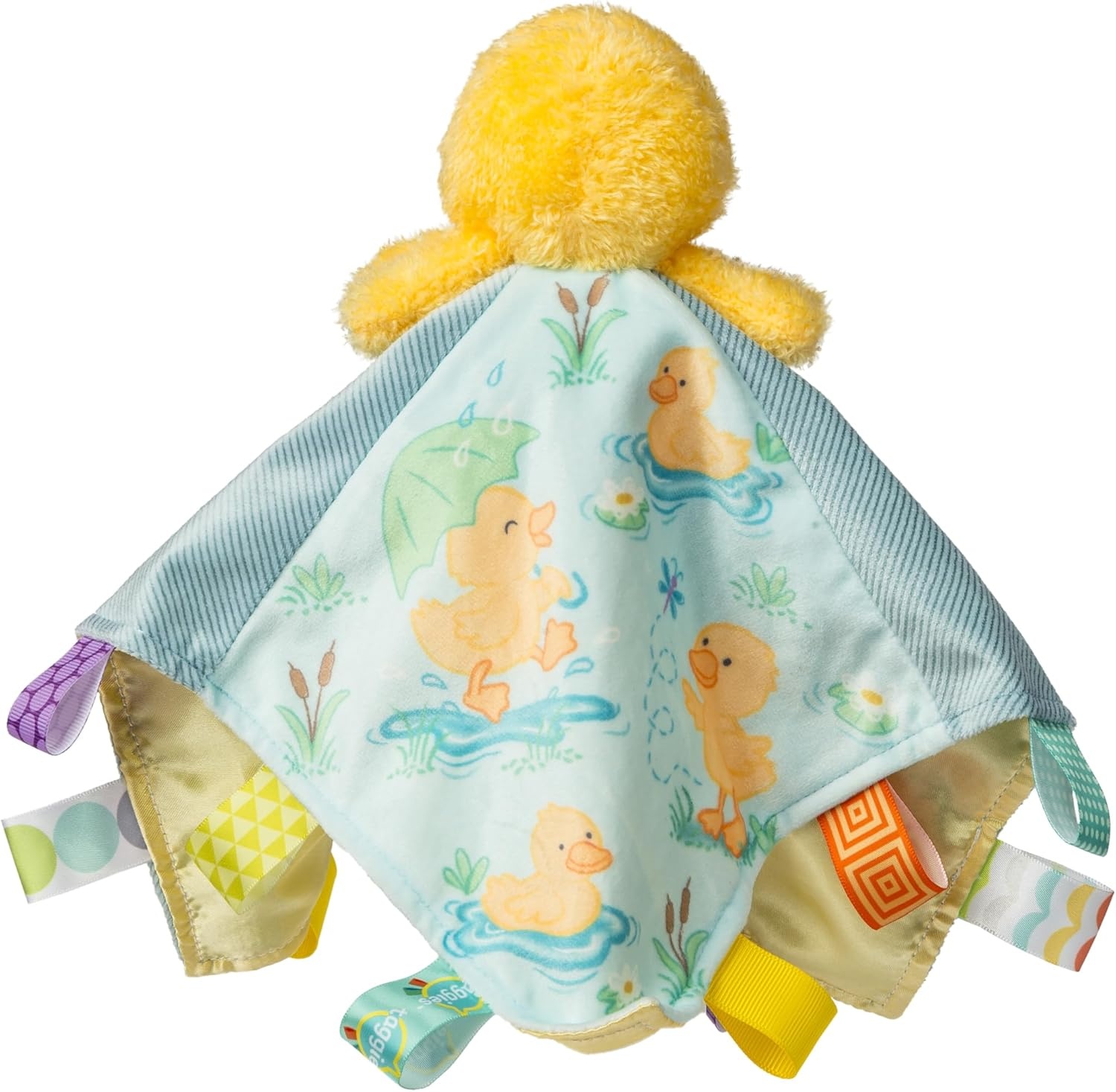 image:imageTaggies Lovey Baby amp Toddler Stuffed Animal Security Blanket Plush Soft Snuggle Toy with Sensory Tags 13 x 13Inches Green Peepers FrogYellow Dunkin Duck