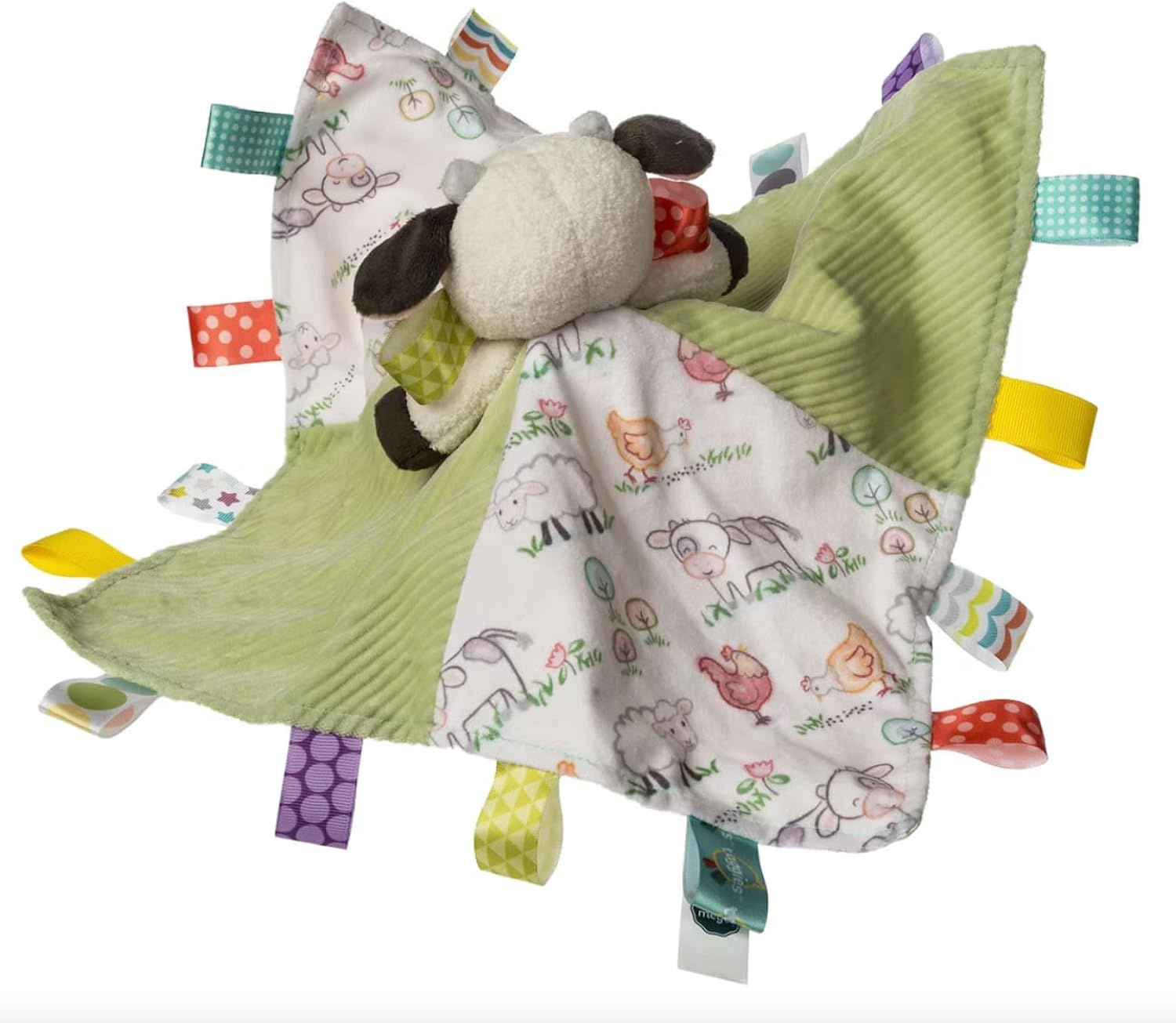 image:imageTaggies Lovey Stuffed Animal Security Blanket Plush Soft Snuggle Toy with Sensory Tags 13 x 13Inches Buttercup Cow