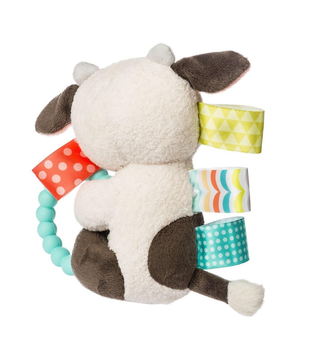 image:imageTaggies Soft Baby Rattle with Soothing Teether Ring and Sensory Tags 6Inches Buttercup Cow