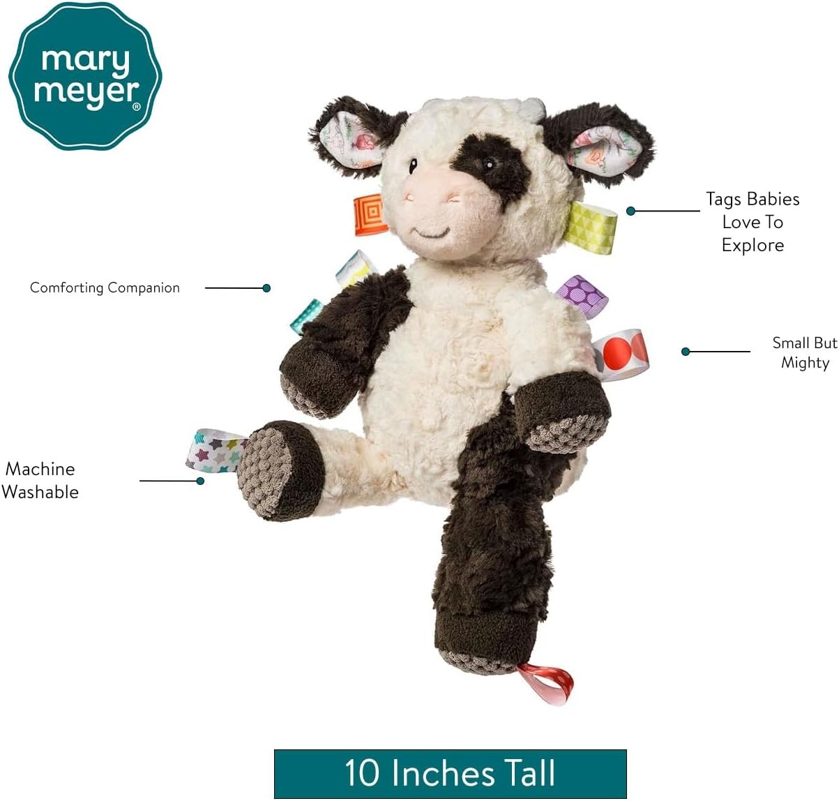 image:imageTaggies Stuffed Animal Huggable Plush Soft Toy with Sensory Tags 10Inches Buttercup Cow
