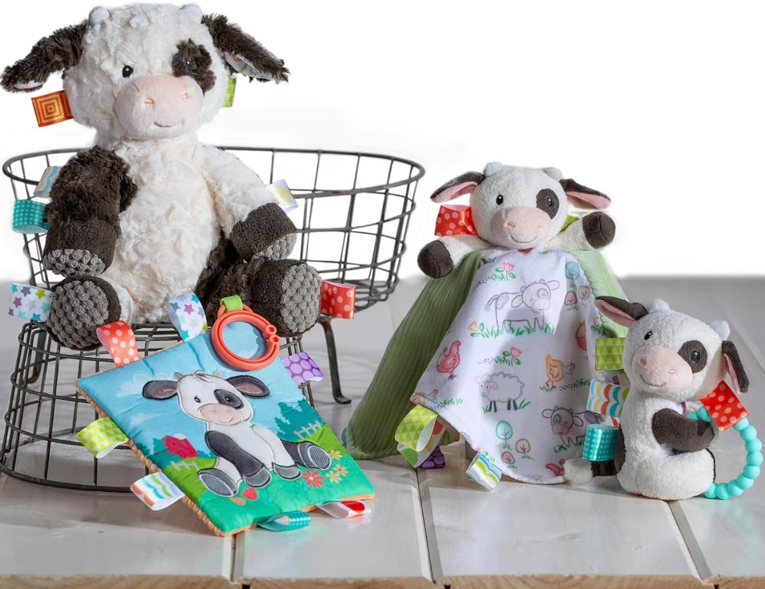 image:imageTaggies Stuffed Animal Huggable Plush Soft Toy with Sensory Tags 10Inches Buttercup Cow
