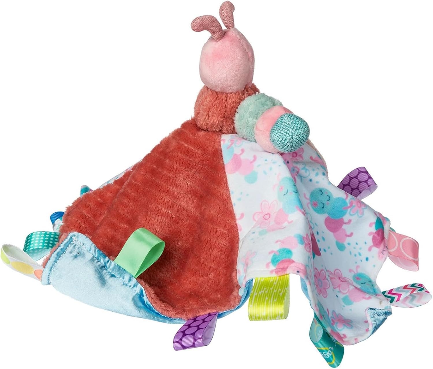 image:imageTaggies Stuffed Animal Lovey Security Blanket with Sensory Tags 13 x 13Inches Camilla Caterpillar