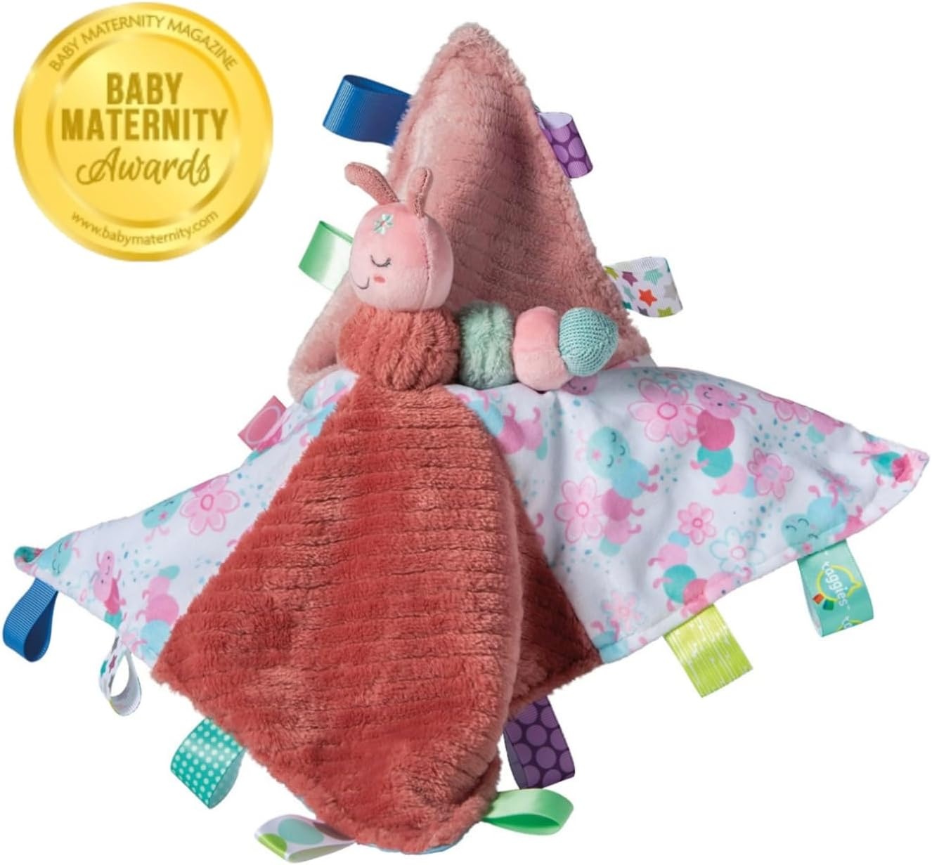 image:imageTaggies Stuffed Animal Lovey Security Blanket with Sensory Tags 13 x 13Inches Camilla Caterpillar