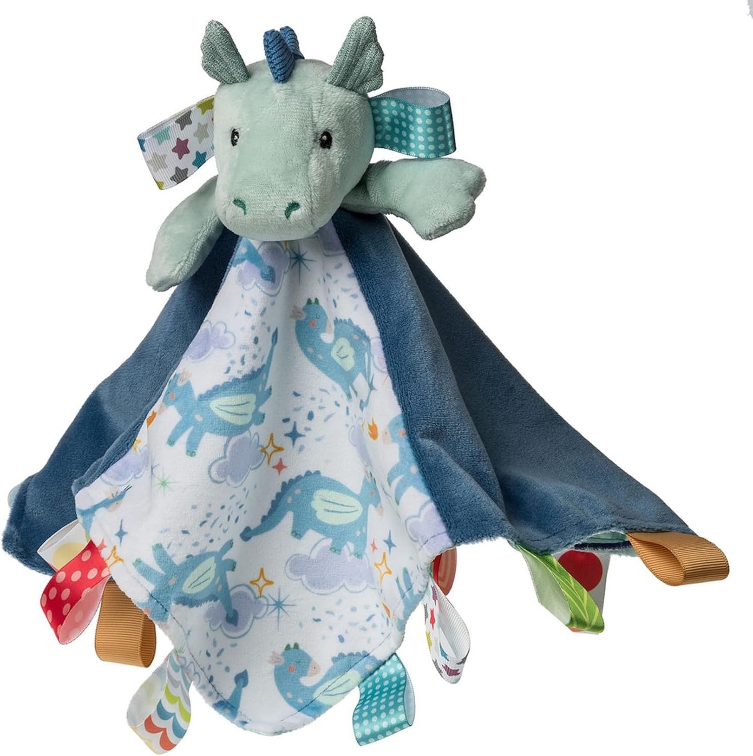 image:imageTaggies Stuffed Animal Lovey Security Blanket with Sensory Tags 13 x 13Inches Drax Dragon