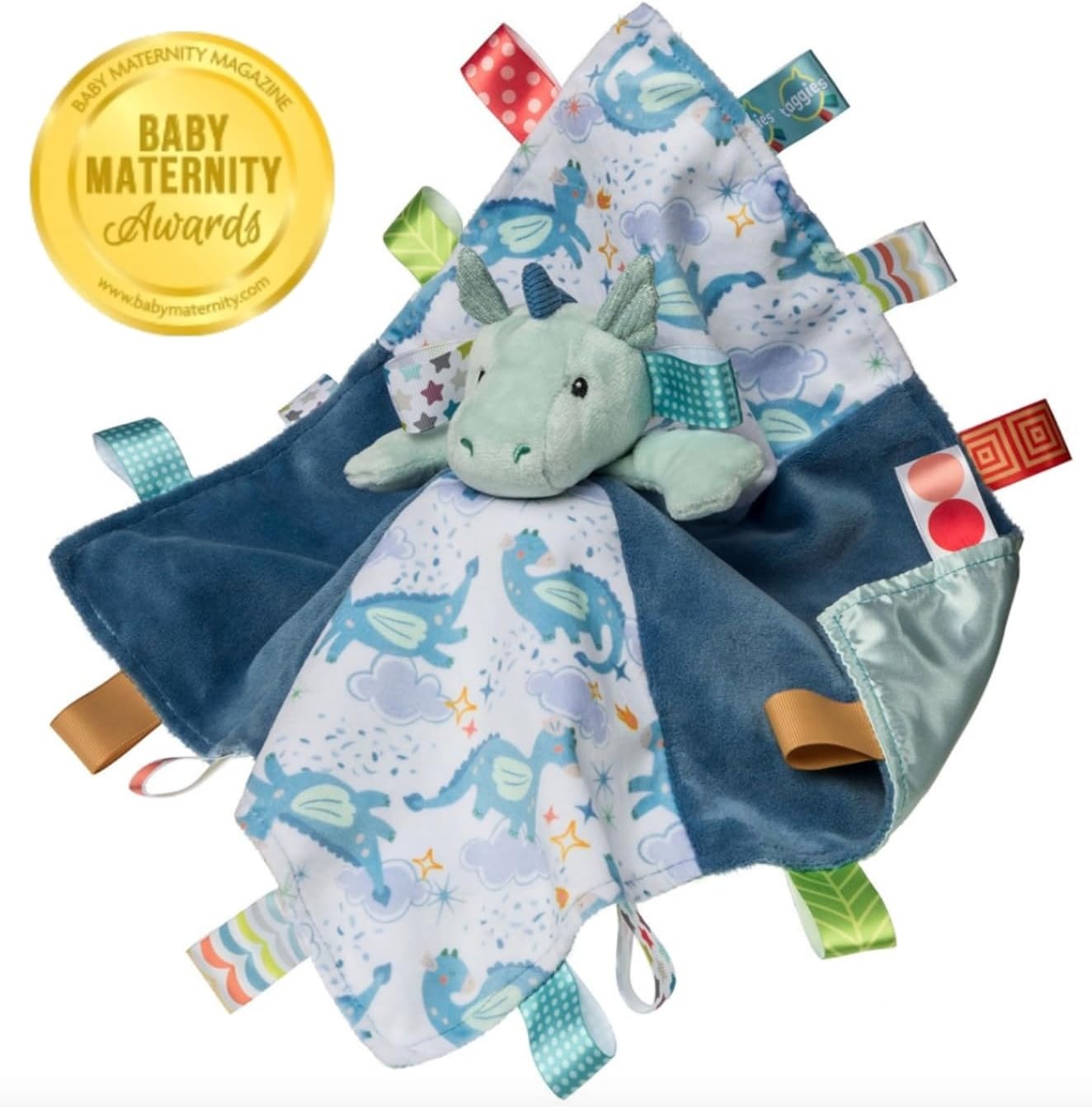 image:imageTaggies Stuffed Animal Lovey Security Blanket with Sensory Tags 13 x 13Inches Drax Dragon