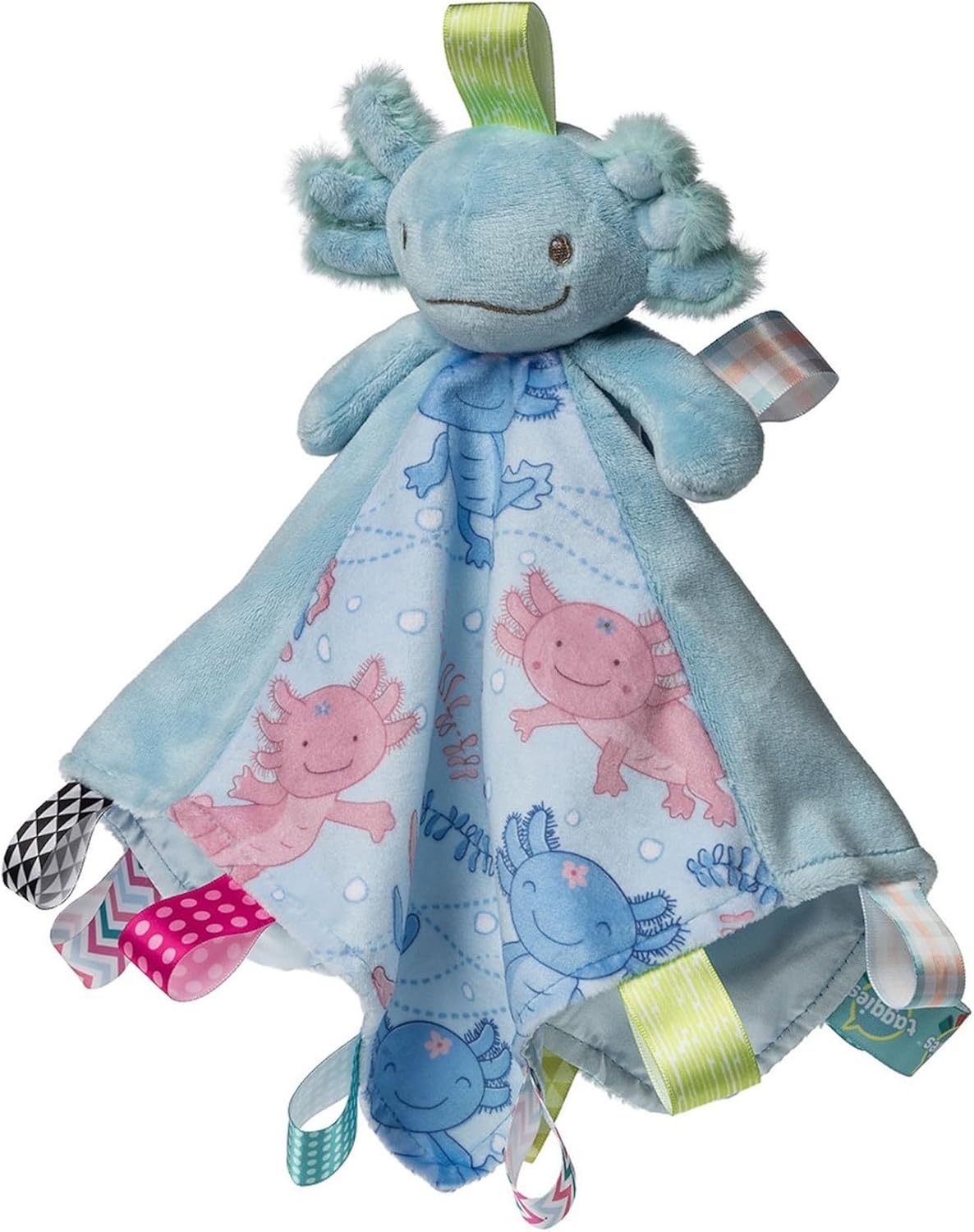 image:imageTaggies Stuffed Animal Lovey Security Blanket with Sensory Tags 13 x 13Inches Fizzy Aqua AxolotlFizzy Aqua Axolotl