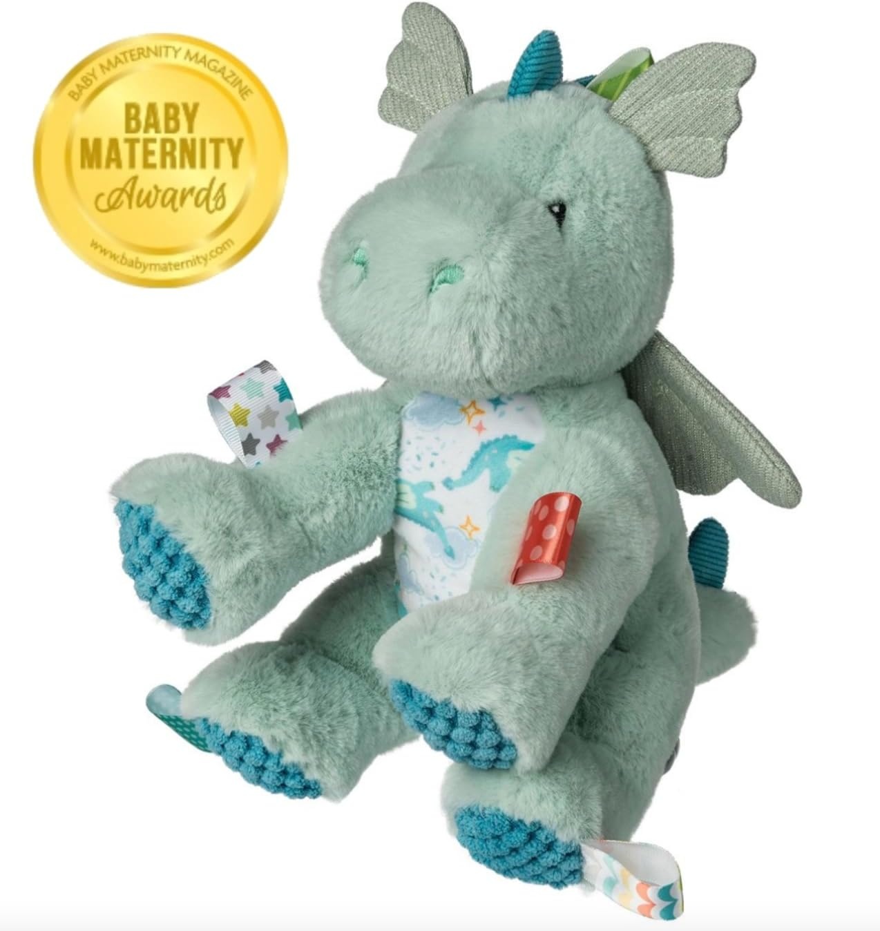 image:imageTaggies Stuffed Animal Soft Toy with Sensory Tags 9Inches MegaTaggies Drax DragonDrax Dragon