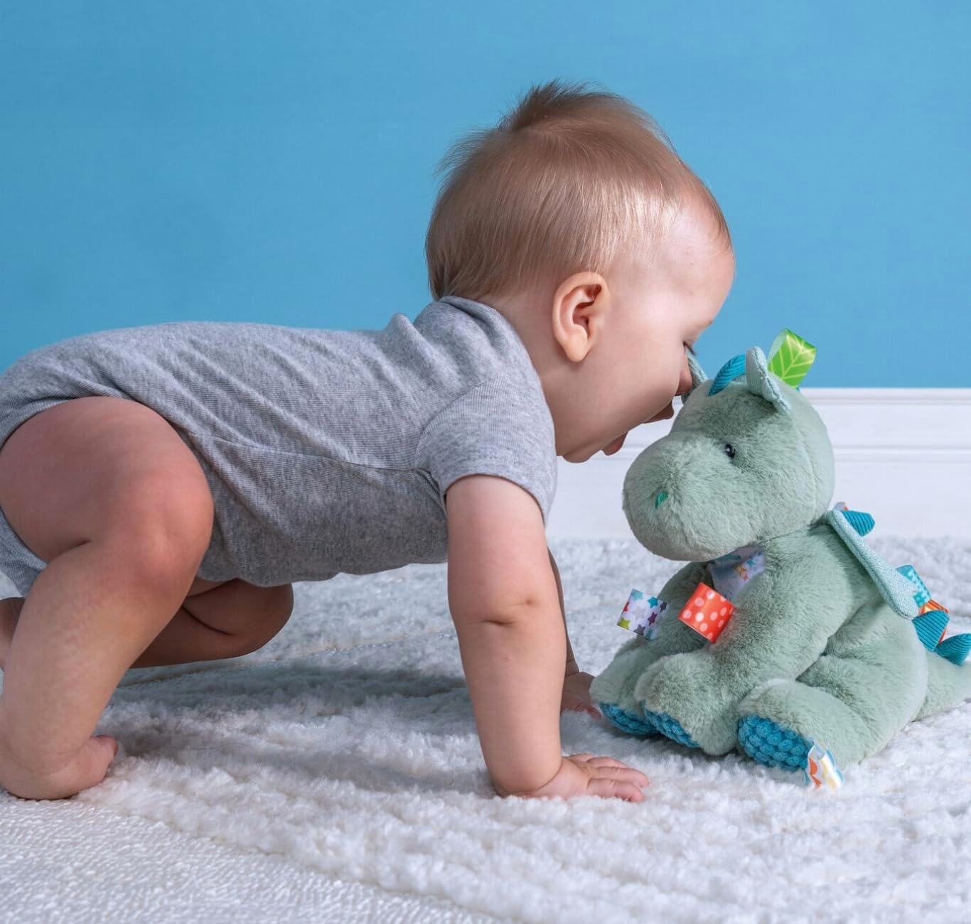 image:imageTaggies Stuffed Animal Soft Toy with Sensory Tags 9Inches MegaTaggies Drax DragonDrax Dragon