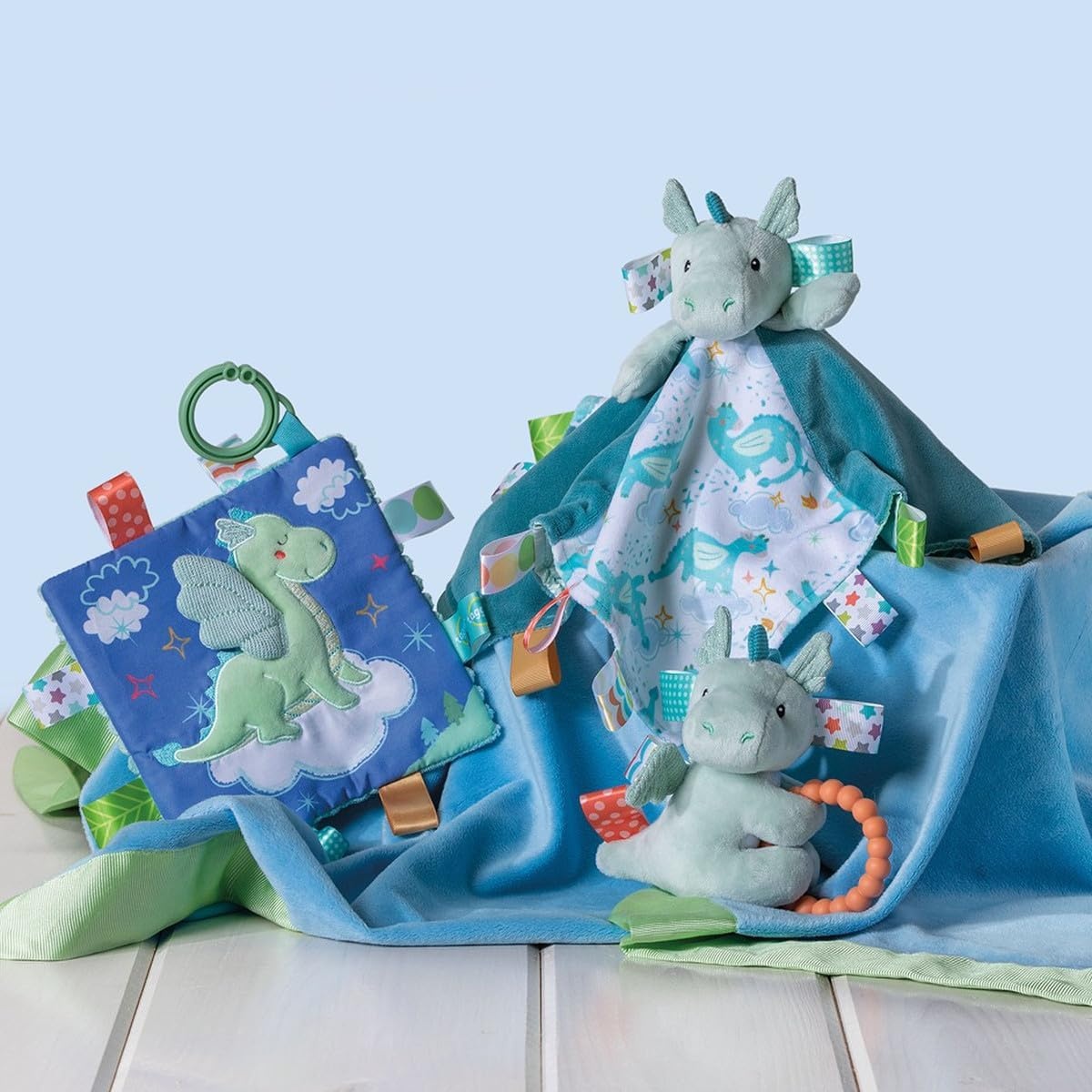 image:imageTaggies Stuffed Animal Soft Toy with Sensory Tags 9Inches MegaTaggies Drax DragonDrax Dragon