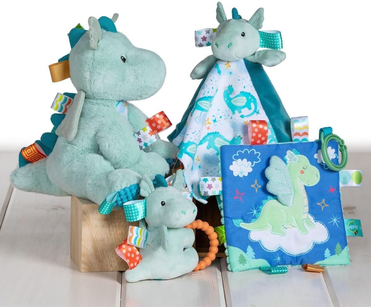 image:imageTaggies Stuffed Animal Soft Toy with Sensory Tags 9Inches MegaTaggies Drax DragonMegataggies Drax Dragon