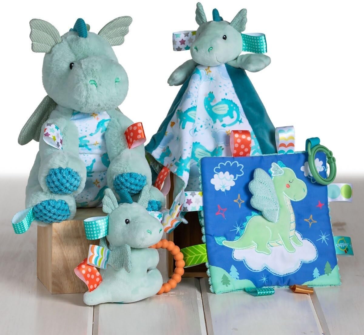 image:imageTaggies Stuffed Animal Soft Toy with Sensory Tags 9Inches MegaTaggies Drax DragonMegataggies Drax Dragon