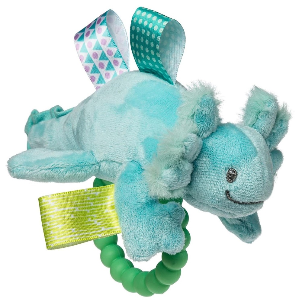 image:imageSoft Baby Rattle with Soothing Teether Ring and Sensory Tags 6Inches Drax DragonFizzy Aqua Axolotl