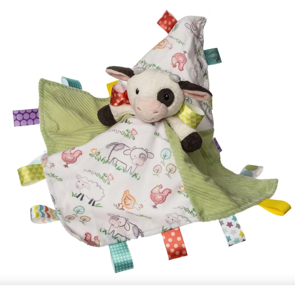 image:imageTaggies Lovey Stuffed Animal Security Blanket Plush Soft Snuggle Toy with Sensory Tags 13 x 13Inches Buttercup Cow