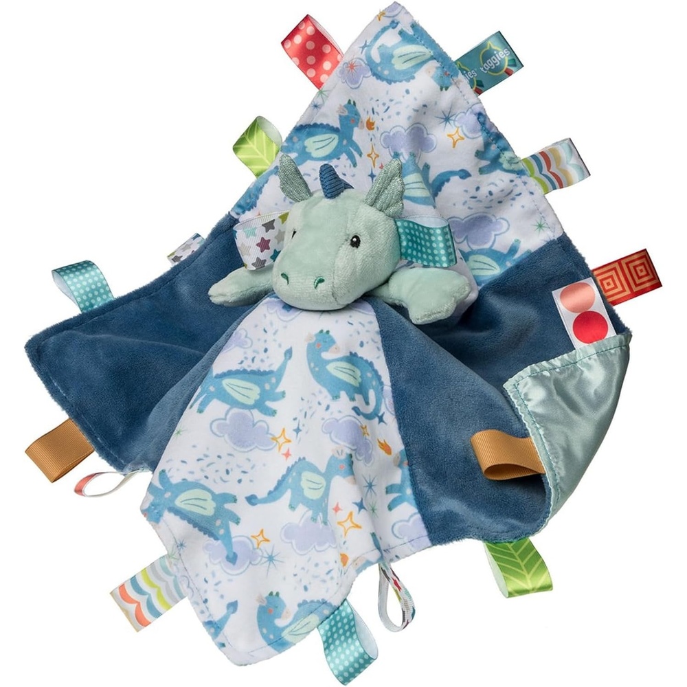 image:imageTaggies Stuffed Animal Lovey Security Blanket with Sensory Tags 13 x 13Inches Drax Dragon