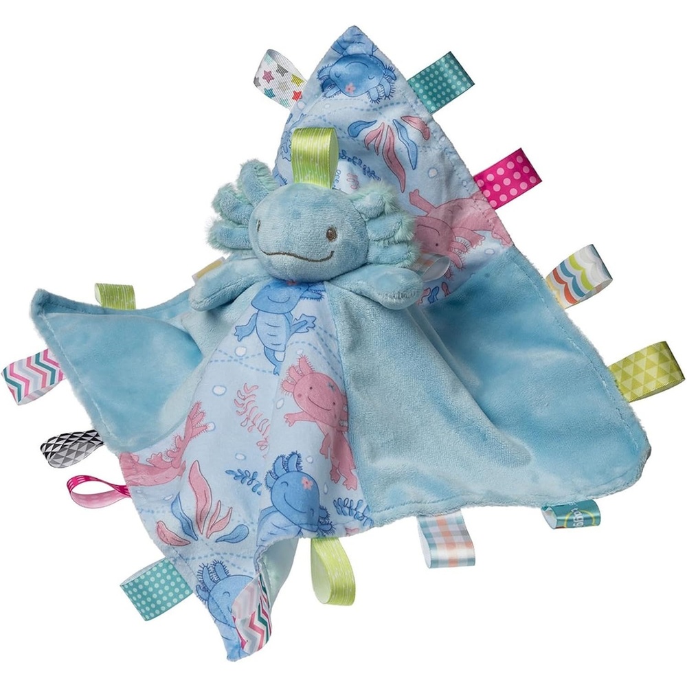 image:imageTaggies Stuffed Animal Lovey Security Blanket with Sensory Tags 13 x 13Inches Fizzy Aqua AxolotlFizzy Aqua Axolotl