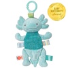 image:imageTaggies Baby Rattle with Crinkle Paper Activity Toy with Sensory Tags 9Inches Aqua Axolotl