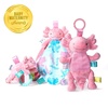 image:imageTaggies Baby Rattle with Crinkle Paper Activity Toy with Sensory Tags 9Inches Pink Axolotl