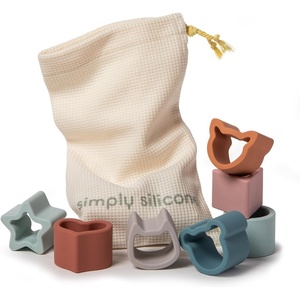 image:imageMary Meyer Baby and Toddler Toys Simply Silicone Stacking amp Sorting Shapes with Drawstring Bag for 12 Months Old Preschool Gifts 7 x 7Inches Animal Star Heart Shapes