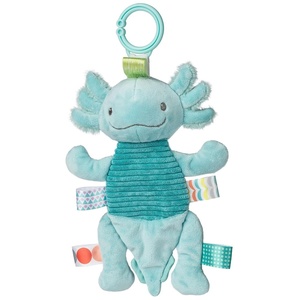 image:imageTaggies Baby Rattle with Crinkle Paper Activity Toy with Sensory Tags 9Inches Aqua Axolotl