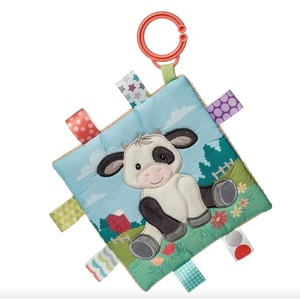 image:imageTaggies Crinkle Me Toy with Baby Paper amp Squeaker with Sensory Tags 6 x 6inches Buttercup Cow