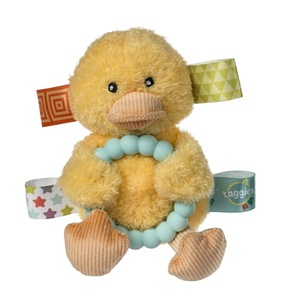 image:imageTaggies Soft Baby Rattle with Soothing Teether Ring and Sensory Tags 6Inches Yellow Dunkin Duck
