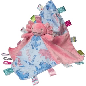 image:imageTaggies Stuffed Animal Lovey Security Blanket with Sensory Tags 13 x 13Inches Lizzy Pink Axolotl