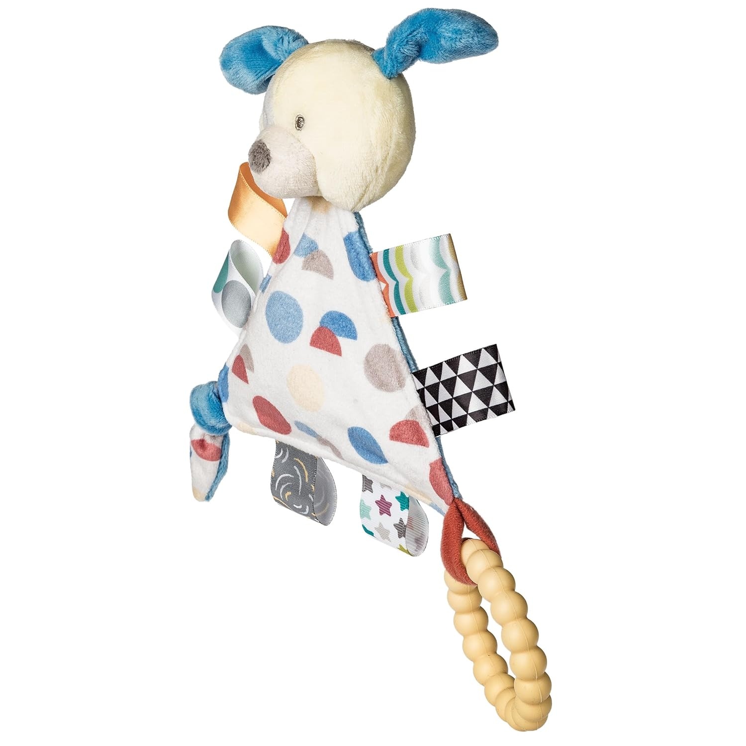 image:imageTaggies Teething Toys Baby Rattle Portable Triangle Activity Toy with Sensory Tags 6Inches Puppy