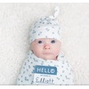 image:imageLulujo Baby Hello World Newborn Hat and Swaddle Blanket Set Hugs amp KissesBlueberries