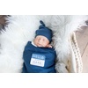 image:imageLulujo Baby Hello World Newborn Hat and Swaddle Blanket Set Hugs amp KissesNavy
