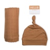 image:imageLulujo Baby Hello World Newborn Hat and Swaddle Blanket Set Hugs amp KissesTan
