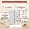 image:imageLulujo Baby Swaddle Blankets  Unisex Softest Breathable Cotton Muslin Swaddle Blanket Set  Neutral Receiving Blanket for Girls amp Boys  40in x 40in  Vintage Floral amp Dragonfly  2CountPuppy Dog  Stars