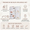 image:imageLulujo Baby Swaddle Blankets  Unisex Softest Breathable Cotton Muslin Swaddle Blanket Set  Neutral Receiving Blanket for Girls amp Boys  40in x 40in  Vintage Floral amp Dragonfly  2CountBarn Yard  Rooster