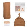 image:imageLulujo Baby Hello World Newborn Hat and Swaddle Blanket Set Hugs amp KissesTan