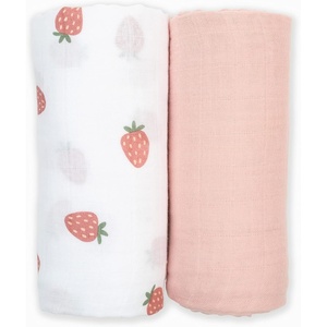 image:imageLulujo Baby Swaddle Blankets  Unisex Softest Breathable Cotton Muslin Swaddle Blanket Set  Neutral Receiving Blanket for Girls amp Boys  40in x 40in  Vintage Floral amp Dragonfly  2CountStrawberries  Pink