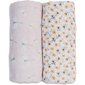 image:imageLulujo Baby Swaddle Blankets  Unisex Softest Breathable Cotton Muslin Swaddle Blanket Set  Neutral Receiving Blanket for Girls amp Boys  40in x 40in  Vintage Floral amp Dragonfly  2CountVintage Floral  Dragonfly