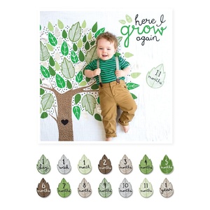 image:imageLulujo Babys First Year Milestone Blanket and Card Set  40in x 40in Here I Grow Again