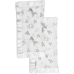 image:imageLulujo Unisex Breathable Cotton Muslin Security Blanket with Silky Satin Trim Neutral Comforting Blanket 16 x 16 GolfAfrique